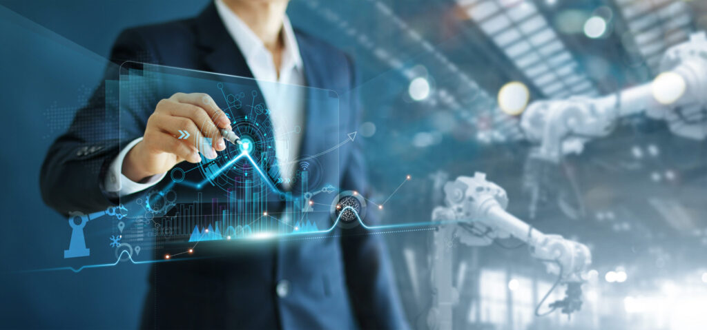 manager-engineer-analyzing-and-control-automation-robot-arms-machine-on-software-modern-virtual-interface-data-real-time-in-intelligent-factory-industrial-and-digital-manufacturing-operation