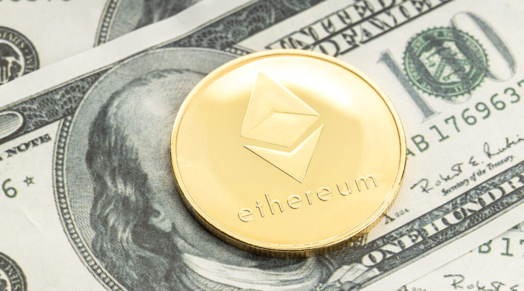 ethereum-coin-on-dollar-banknotes-cryptocurrency-on-us-dollar-bills